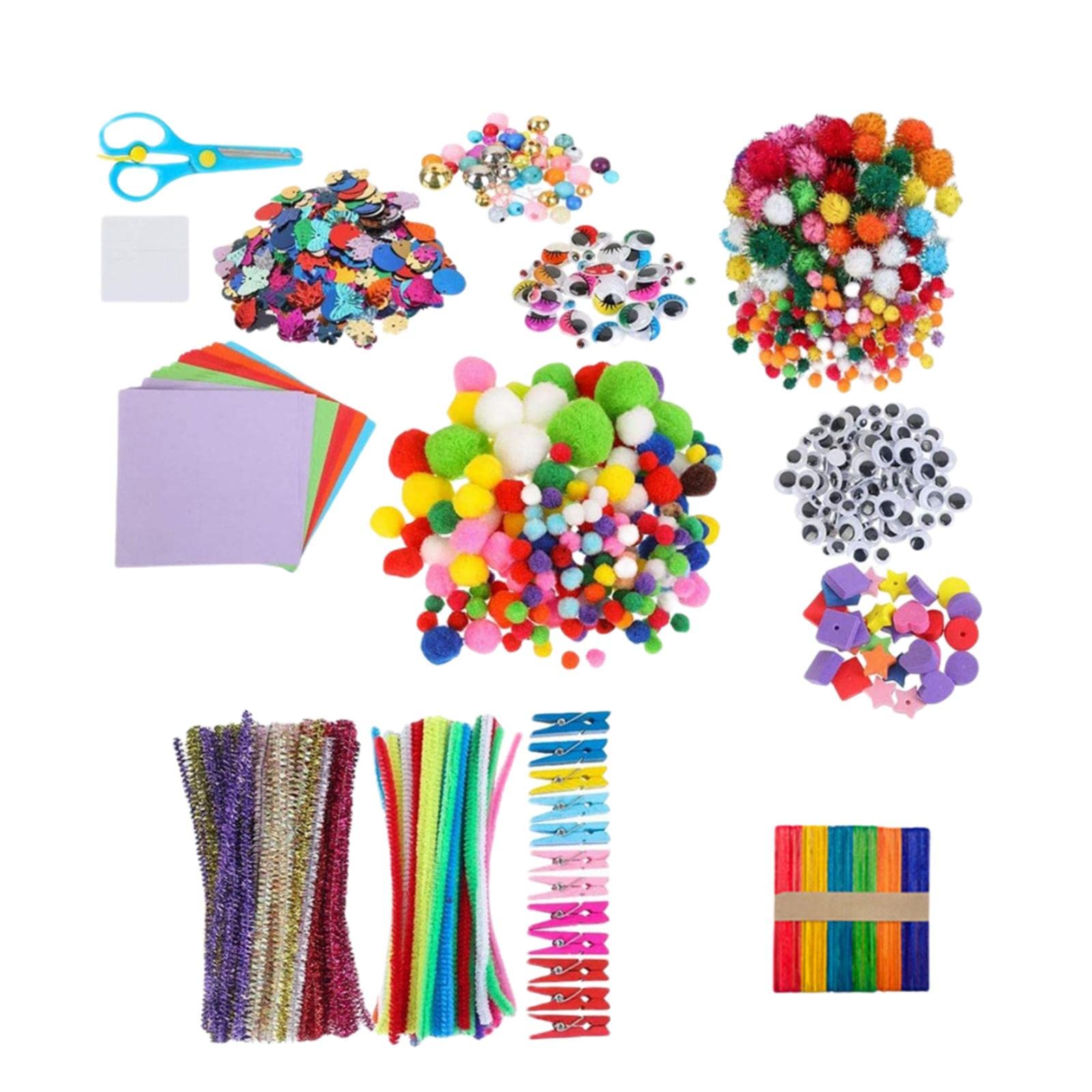 Qianly 1200 Stück Bastelset DIY Bastelmaterial Kinder Handarbeitsset Kreativset Kunsthandwerk Aus Plüsch für Talentförderung Heimdekoration, Mehrfarbig