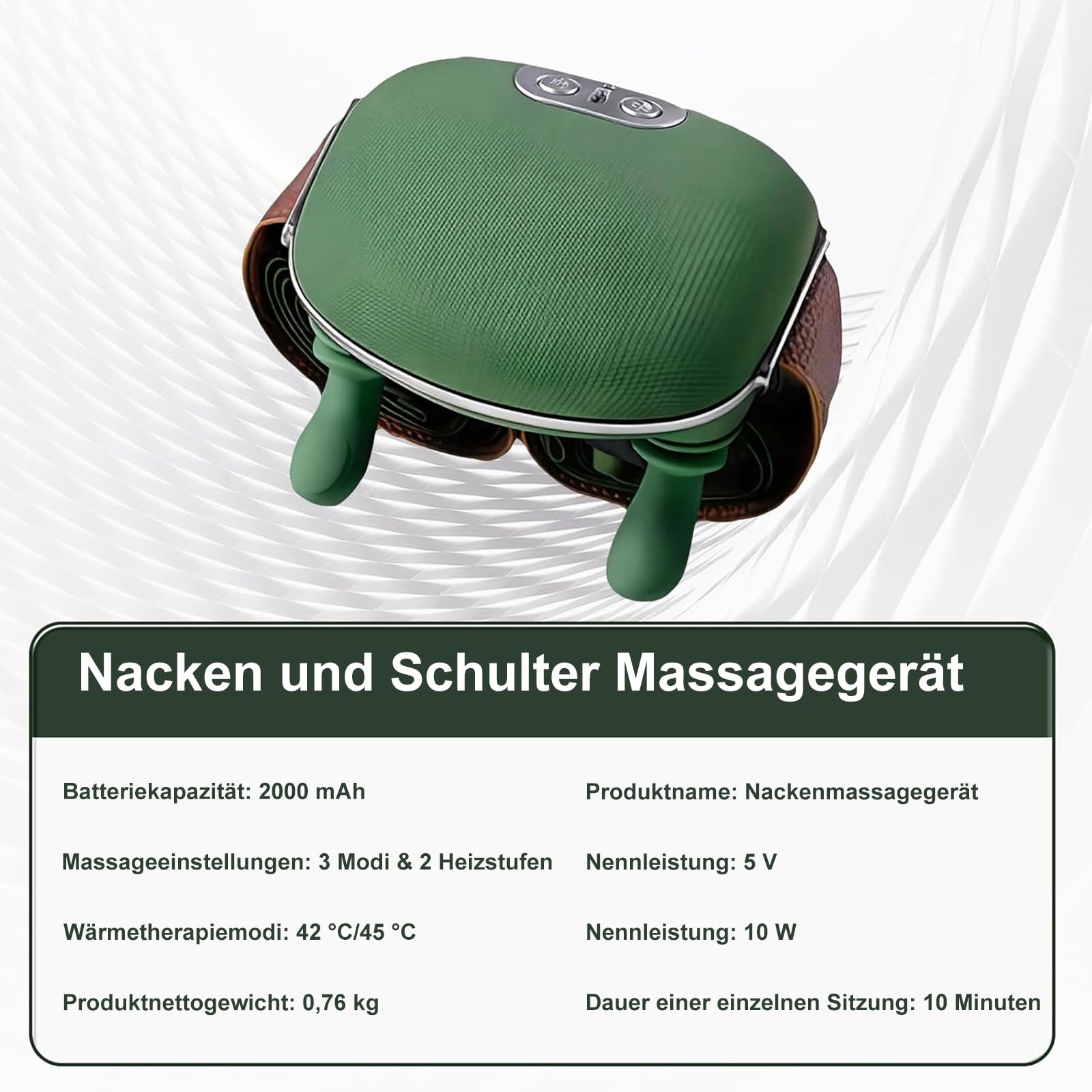 Massagegerät, 4D Nackenmassagegerät mit Wärme, USB Elektrische Schultermassagegerät 3 Modi & 2 Heizstufen, Tragbares Nacken und Schulter Shiatsu Massagegerät für Zuhause, Büro & Reise