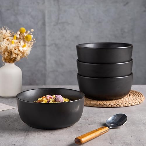 AmorArc Juego de 6 cuencos de cerámica para cereales, 26 onzas, para aperitivos de sopa de cereales, cuencos de cocina modernos para comida, aptos