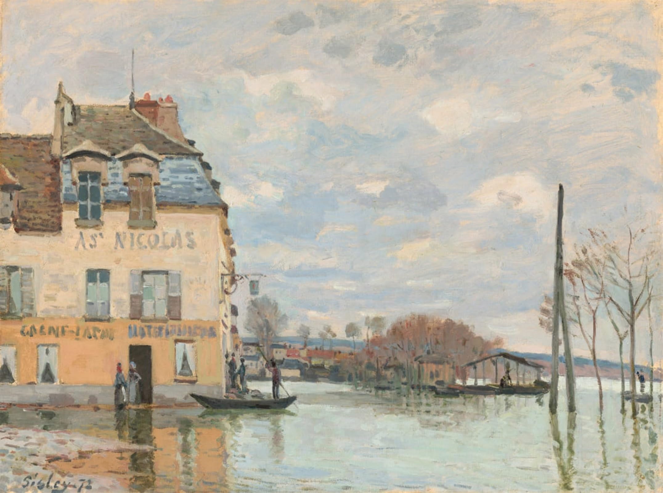 POSTERIIk Famous Print Pop Art Wall Art Graffiti Flood At Port Marly by Alfred Sisle Art Prints for Home Decor 60x90cm