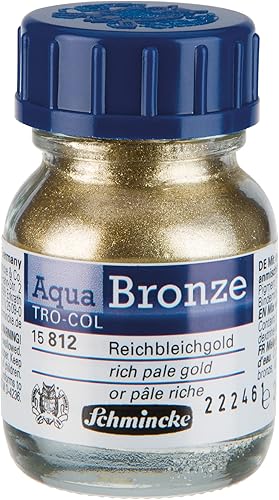 Schmincke - Aqua-Bronze, oro pálido rico, 20 ml, 15 812 032, efectos metálicos brillantes en pinturas gouache y acuarela, papel, cartón, tabla de