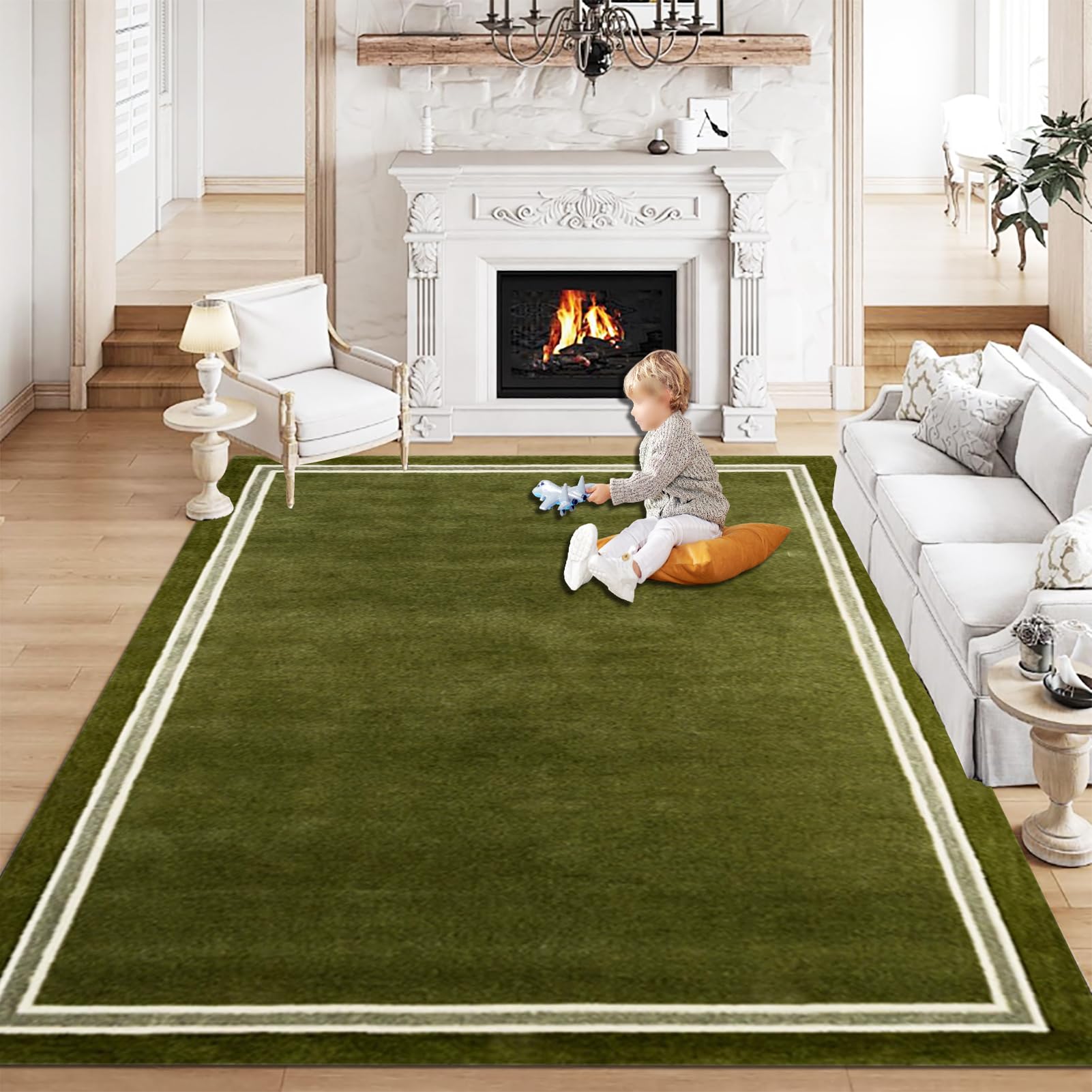 Tapis Couloir Long Tapis de Passage Couloir Paillasson Tapis de Cuisine Devant Evier Lavable Antiderapant Tapis Entree Interieur 90 x 150 cm Vert Tapis de Sol pour Couloir Cuisine Chambre