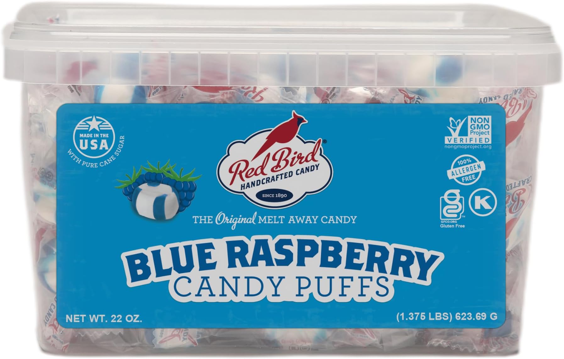 Blue Raspberry Candy, Individually Wrapped, Unique Candy, 22 oz Tub