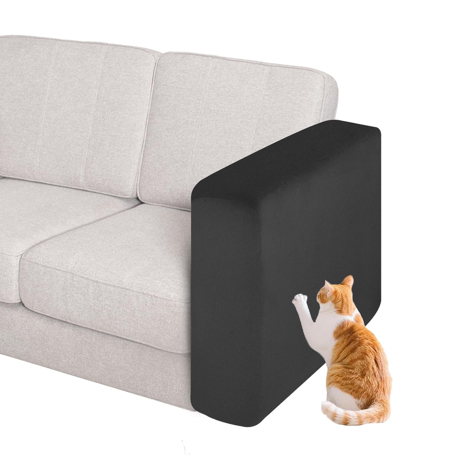 YCDZSW Velvet Arm Caps, Stretch Armrest Covers, Chair Arms Protectors, Anti-Slip Sofa Arm Covers, 1 Pair, Machine Washable, for Chairs Couch Sofa Armchair (Black,M)