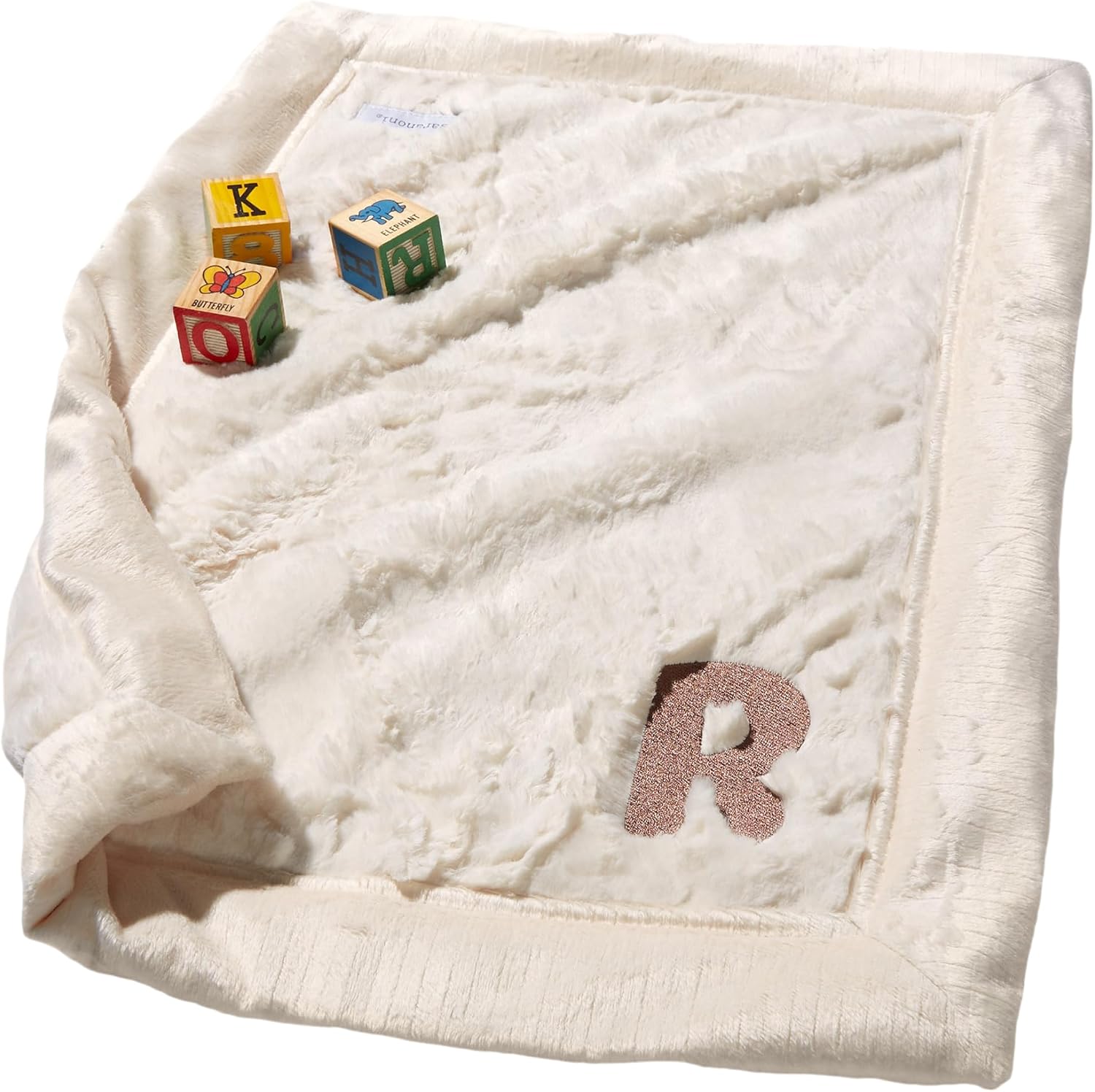 Personalization Universe Initial Embroidered Mini Blanket – Ballet Slipper Pink – 15” x 20” – Super Soft Faux Fur – Personalized Baby Blanket – 100% Poly Microfiber – Gift-Ready