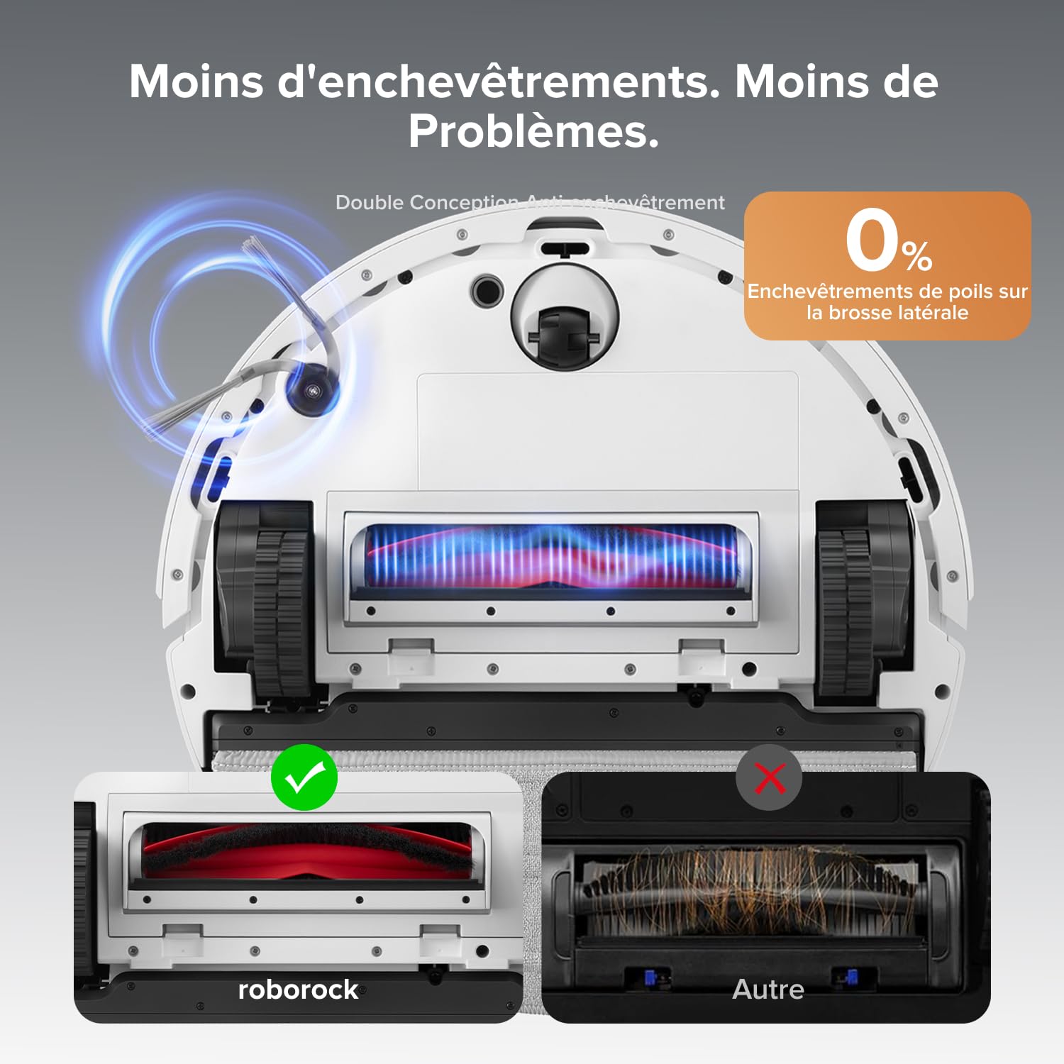 roborock Q10 S5+ Aspirateur Robot Laveur avec Station, 10000 Pa Aspiration, Vidage Automatique, Double Anti-emmêlement, Système VibraRise 2.0, Navigation & Cartographie, Évitement d'obstacles, APP