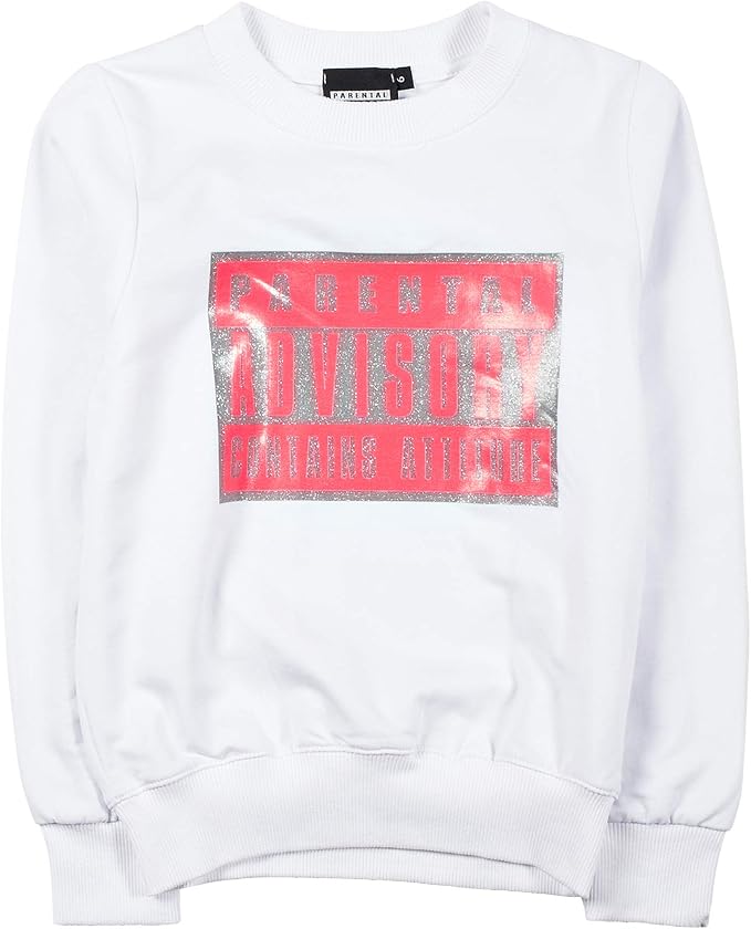Parental Advisory Felpa Bianca Bambina : Amazon.it: Abbigliamento
