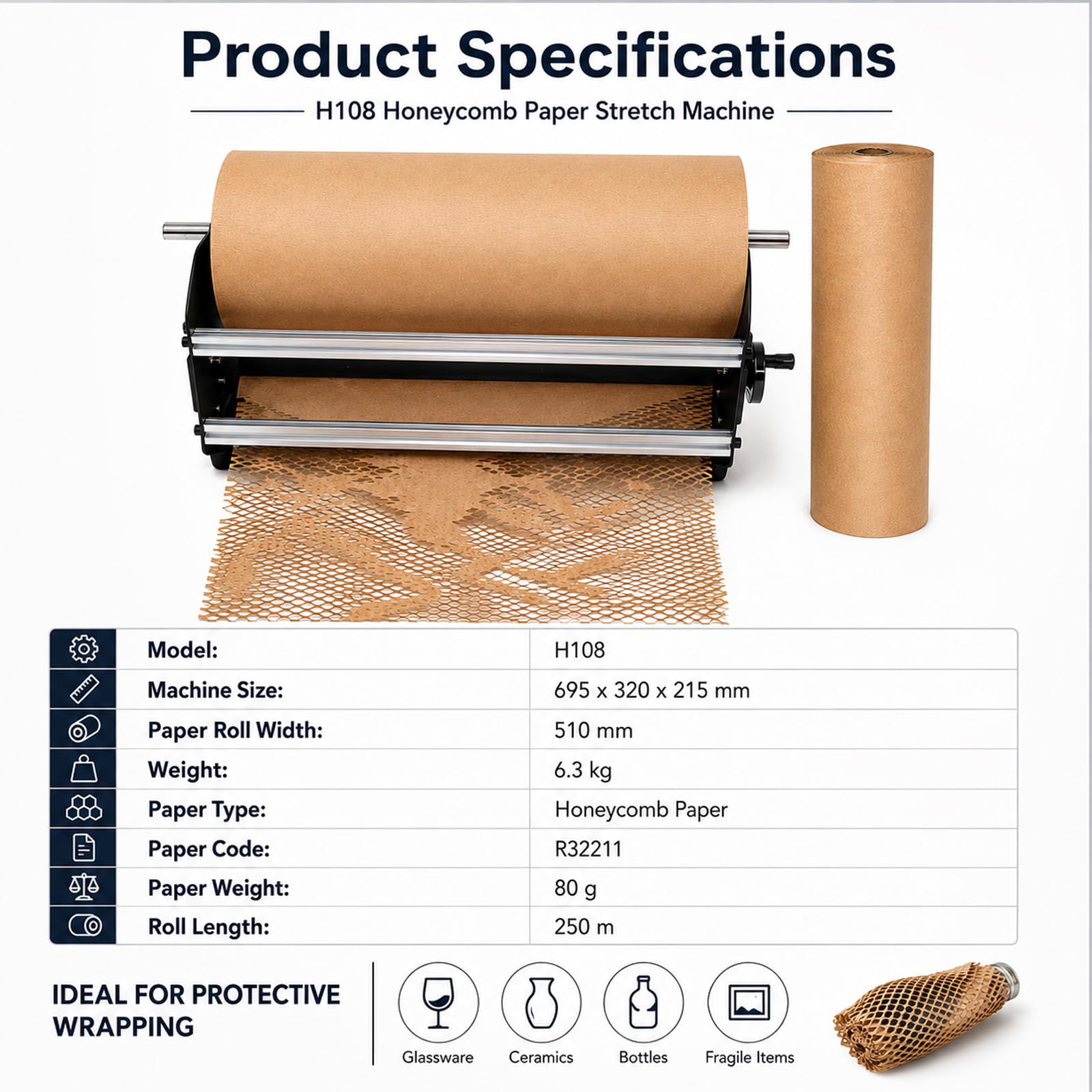TYH Macchina Manuale per Carta A Nido Dape, Trituratore per Cartone Ondulato Riciclabile, Trituratore per Cartone per Imballaggi, Dispenser di Carta, Macchina per Il Taglio del Cartone per Magazzino