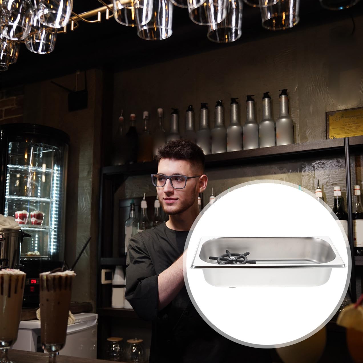 SHINEOFI Edelstahl Barbecherspüler mit Hochdruck Reinigung und Silikon Düsensystem Automatischer Glasreiniger für Küchen und Riegel Schneller Tassenreiniger