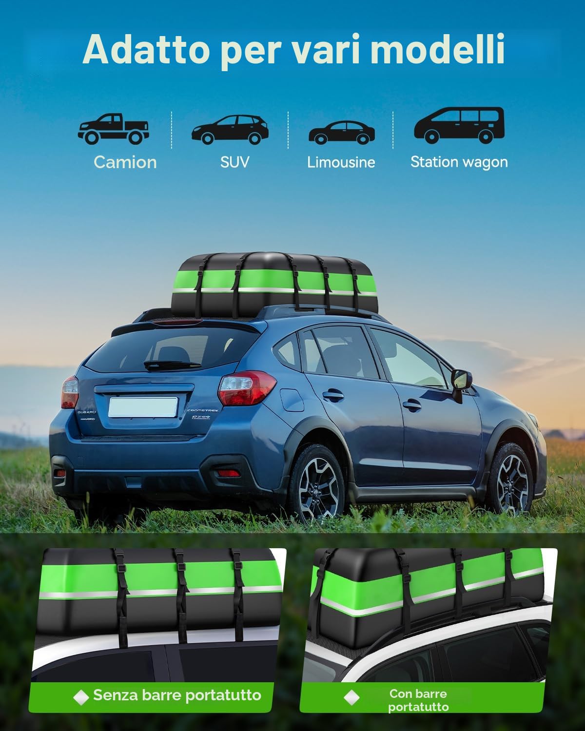 Borsa da Tetto per Auto 595 L Box da Tetto Auto Pieghevole Impermeabile 1000D Oxford con 6 Cinghie Robuste 2 Serrature Codice Tappetino Antiscivolo e Borsa Portaoggetti per Auto SUV Pickup Viaggi