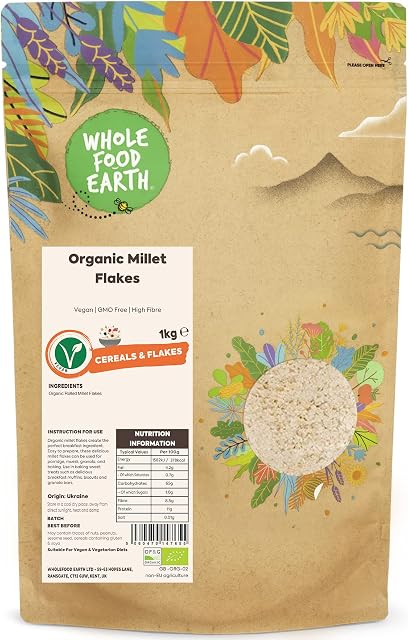 Wholefood Earth Organic Millet Flakes  1 kg | Vegan | GMO Free | High Fibre | Certified Organic