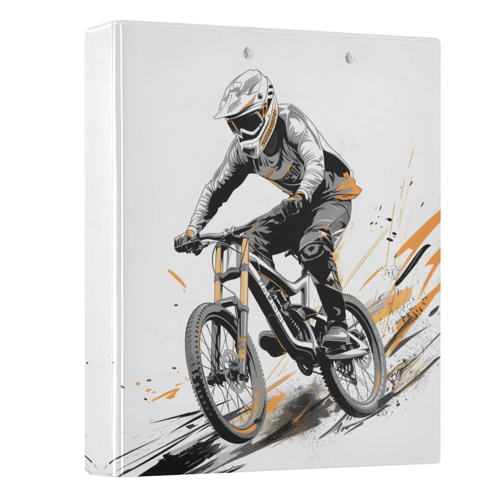 3 Ring Binder Mountain Bikers 1.5" Round Ring Binders View Binder with 200 Sheet for Women Men Office Kids School Supplies, 1 Pack