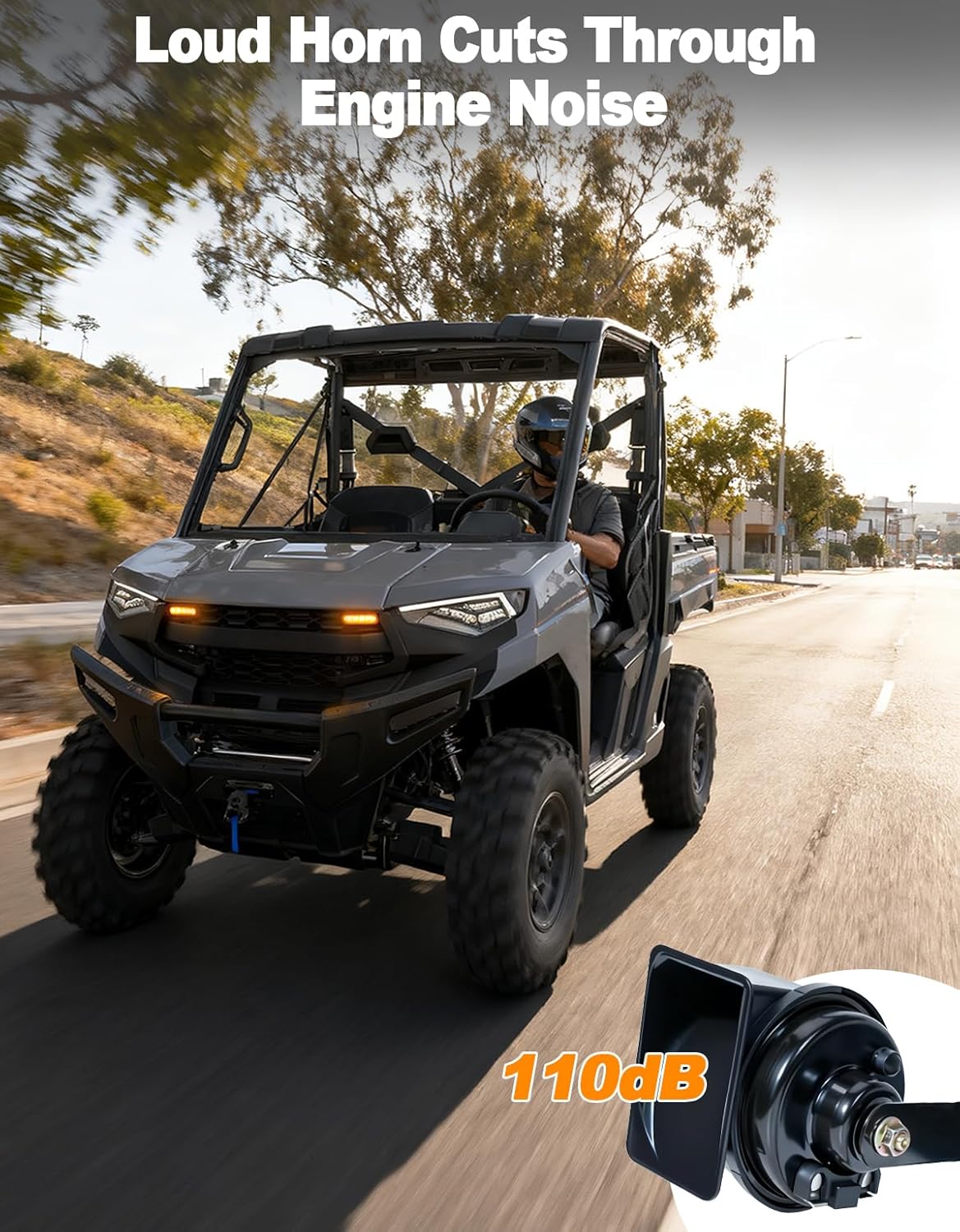 UTV Turn Signal Kit with 110dB Horn, Plug and Play, Pre-Wired UTV ATV Blinker Kit with Lever Column Switch, Street Legal Turn Signals Kit Compatible with Polaris, Can-Am, Teryx, CFMOTO