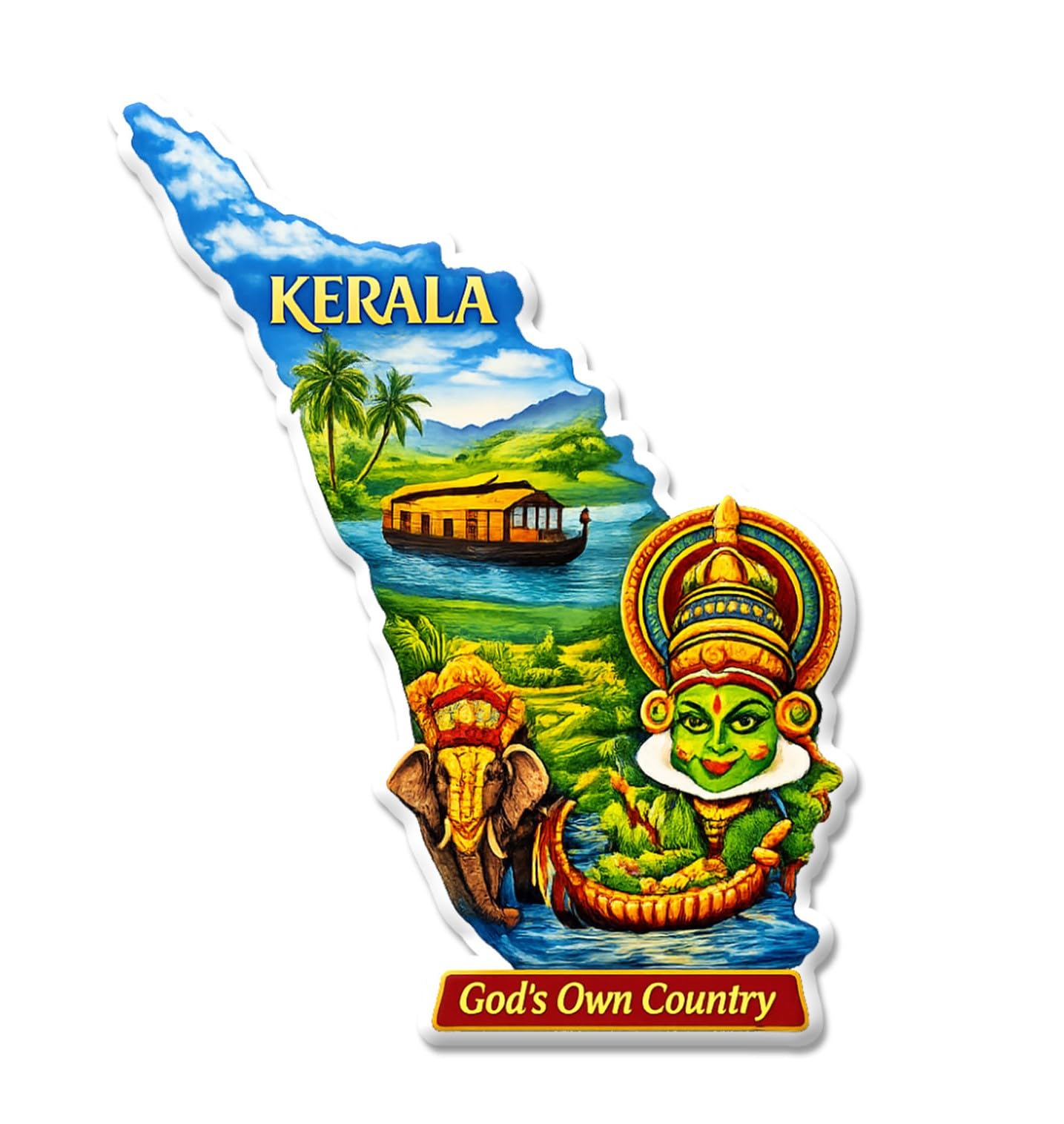 Kerala Fridge Magnet - God's Own Country Design -1