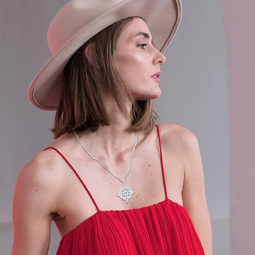 Miniatura 5 de Eusense Nudo De Bruja Plata 925 Original Amuleto De Proteccion Brujas Nudo Pentagrama Collar Triple Luna Diosa Plata de Ley 925 Bruja Pagana Bruja