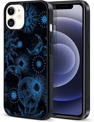 MKCVLKYON Funda retro para iPhone 14 Pro Max para niñas y mujeres diseño de sol y luna TPU suave parte trasera dura a prueba de golpes antiarañazos