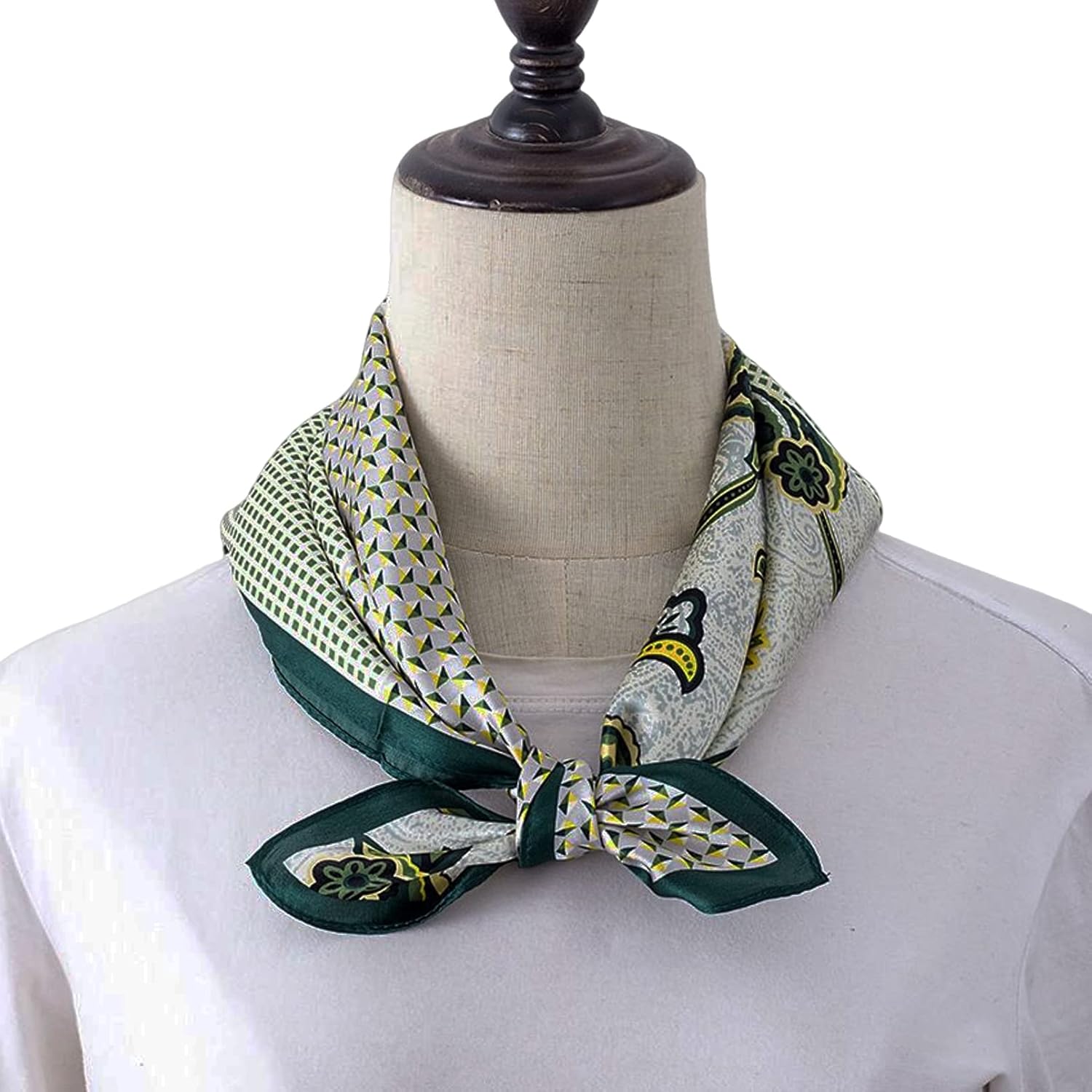 Aufeel Women's 100% Pure Mulberry Silk Small Square Scarf - Neckerchief Women - Silk Headscarf - 21" x 21" - Image 2