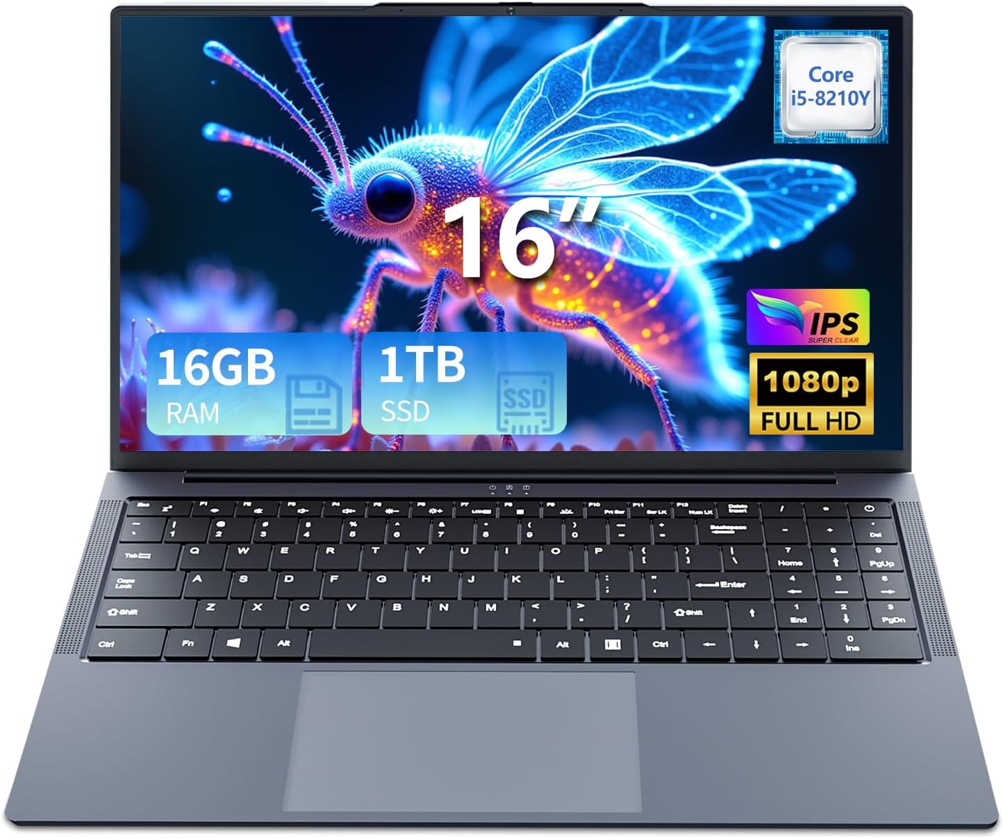 PC Portable 16FHD ,Core I5-8210Y(Jusqu'à 3,6 GHz), 16Go RAM DDR4 512Go SSD, Win11PRO Ordinateur Portable aver Clavier Rétroéclairé - Informatique