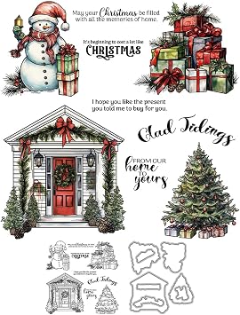Winter Snowman Christmas Tree Clear Stamp And Metal Cutting Dies Set With Plastic Envelope Box For Card Making DIY Xmas Gifts Albums Crafts Decor Scrapbooking Supplies Silicone Stamp Knife Mold