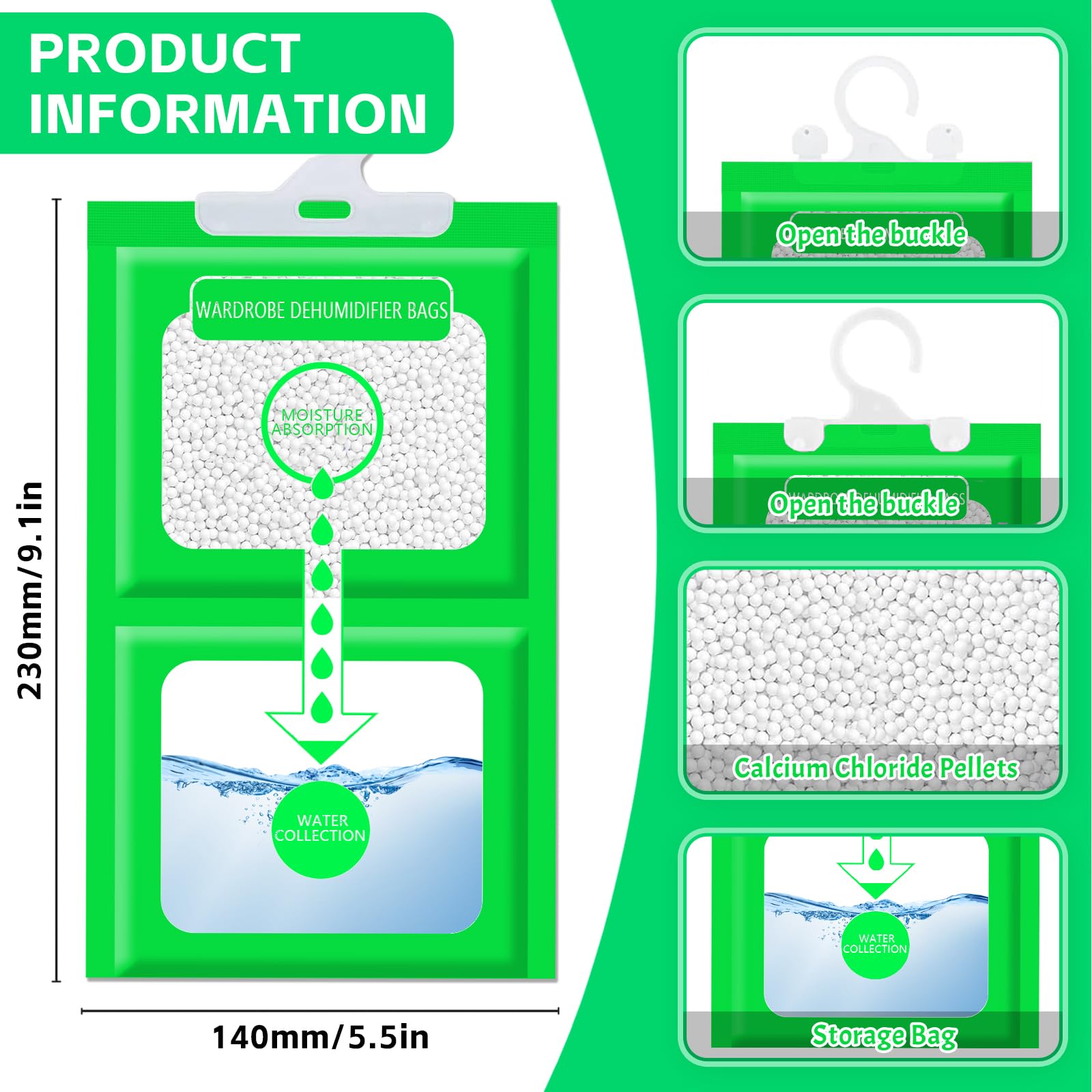 Pack de 10 Absorbeur d'humidité,Sachet absorbeur d'humidité pour éliminer l'humidité et les mauvaises odeurs des armoires,des chambres,anti humidité maison,la salle de bain et la voiture.