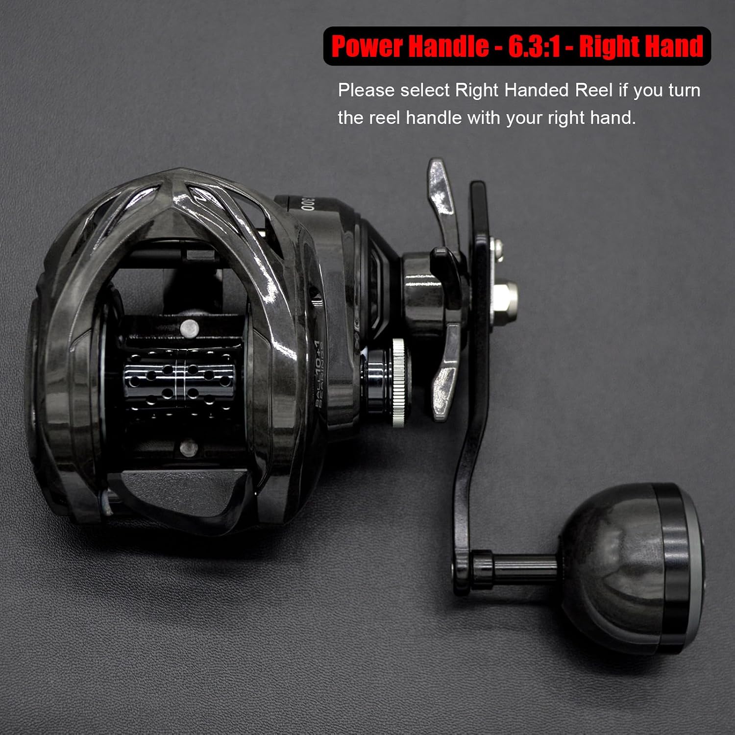 Carbon 300 Baitcasting Fishing Reel, High Line Capacity Baitcaster Reels, 6.3:1 Gear Ratio, 10+1 Stainless Steel Ball Bearings, 10 Button Magnetic Brakes, Carbon Fiber Frame and Side Covers