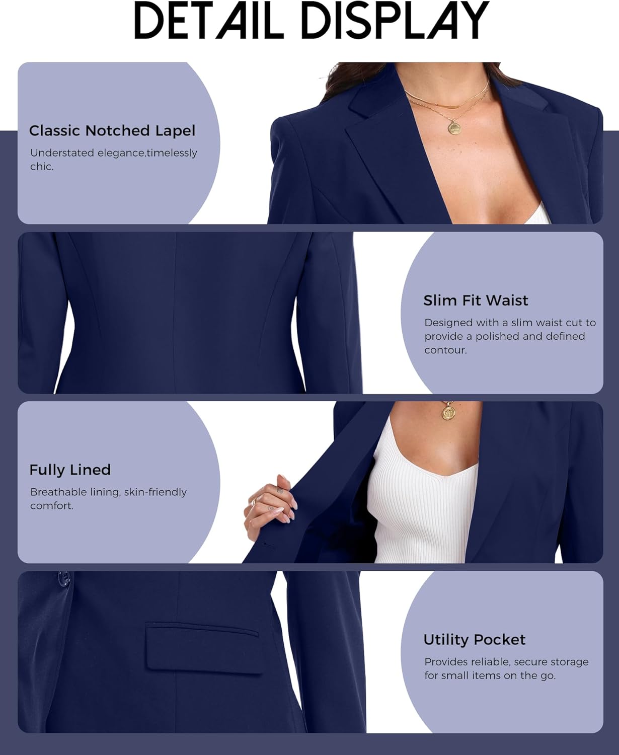 Women's Work Office Blazer One Button Notched Lapel Business Tuxedo Blazer Casual Blazer Jackets Suit Petite