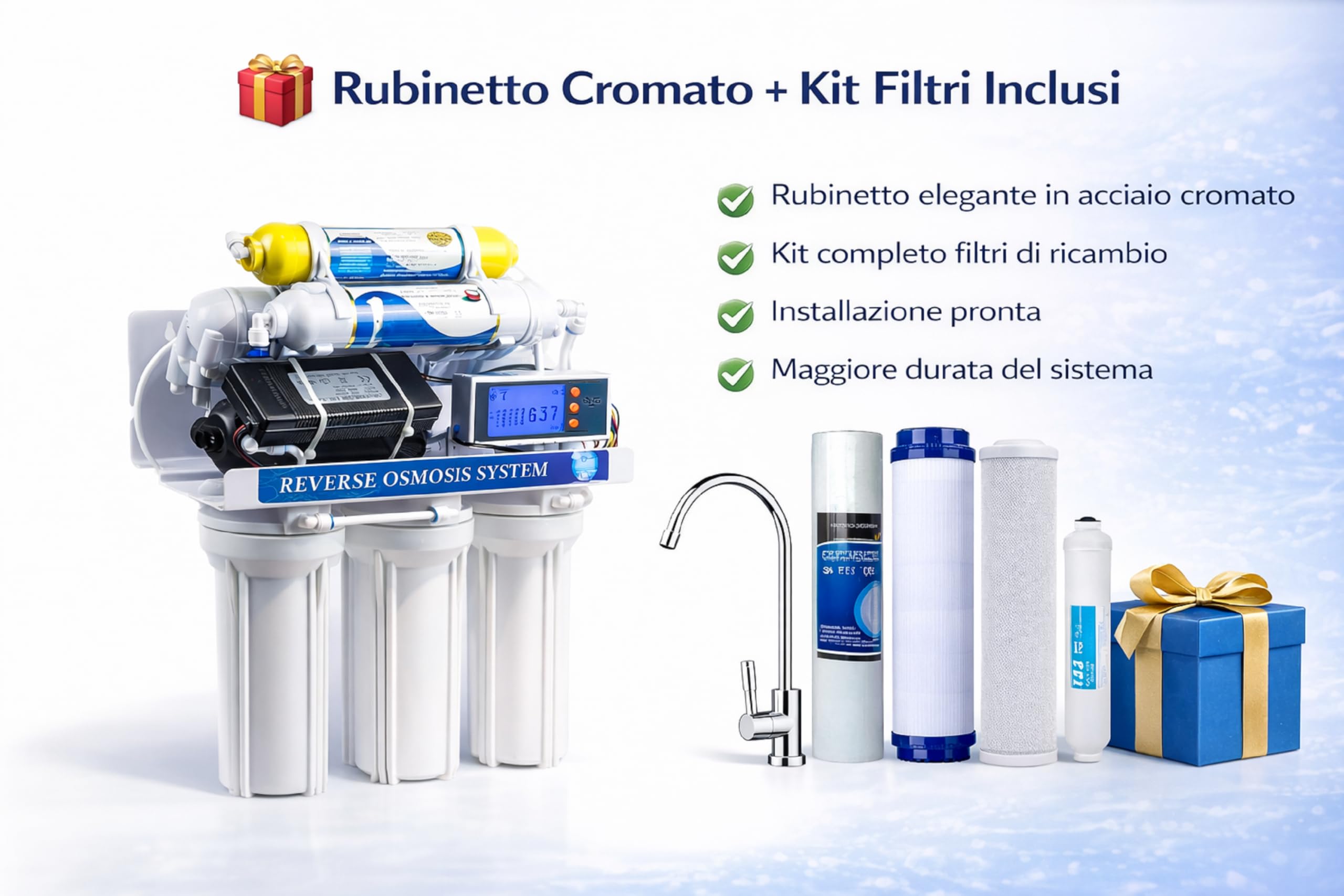 Depuratore Acqua Osmosi Inversa 7 Stadi filtri | DC-RO3007 Purificatore domestico acqua potabile dal rubinetto di casa