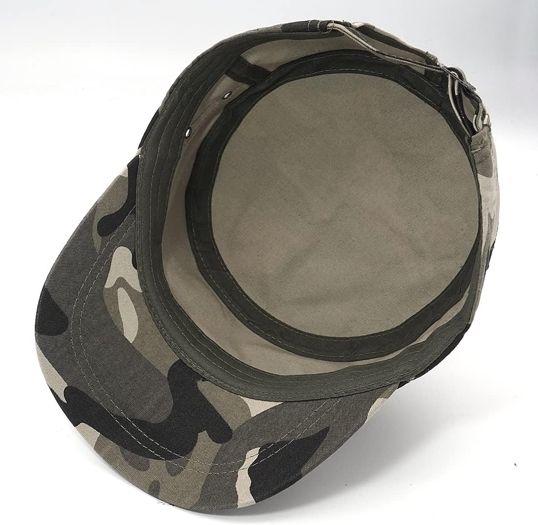 Unisex Cadet Army Cap Adjustable Flat Top Cap Washed Cotton Military Hat Baseball Cap - Image 6