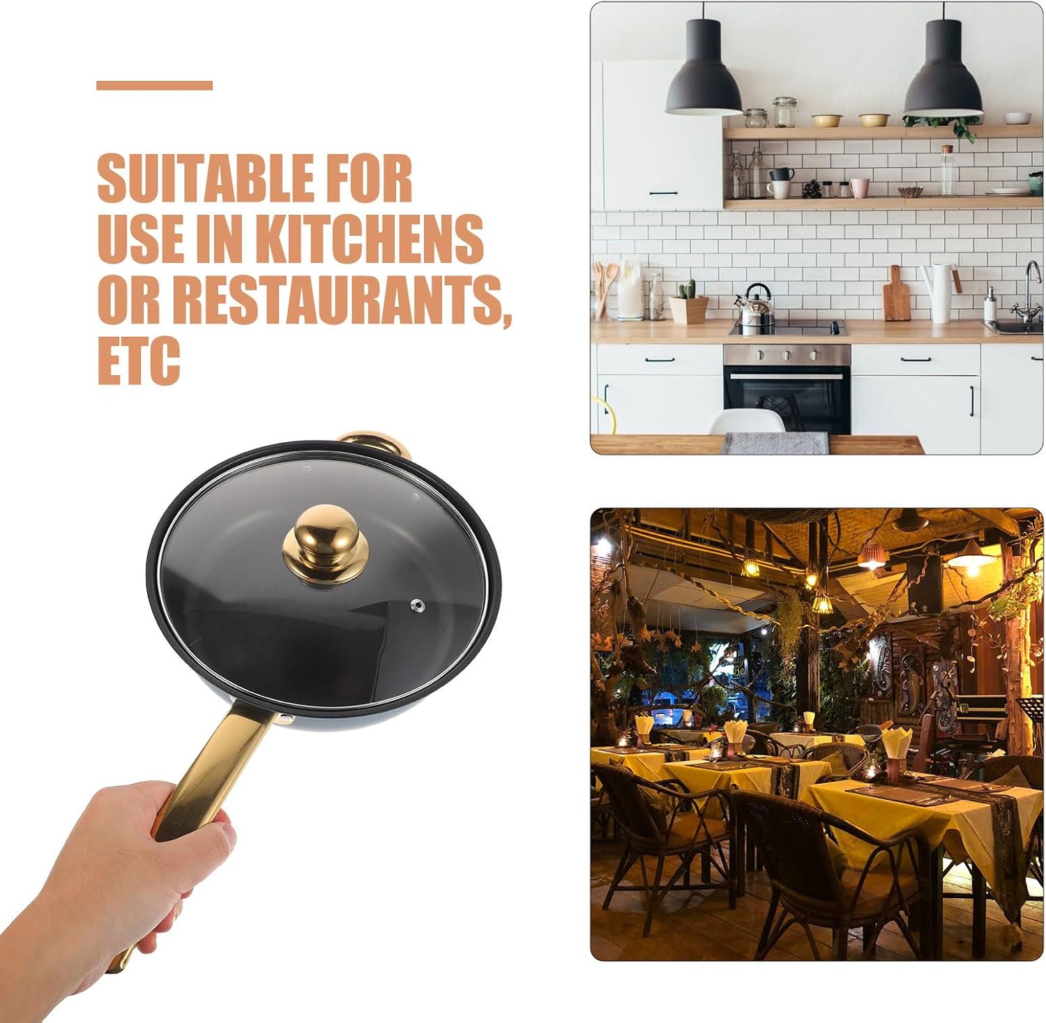 Kichvoe ステンレススチール製調理器具1セット：IH対応鍋 - ガラス蓋付き調理容器 - スープスチームキャセロールパン 家庭