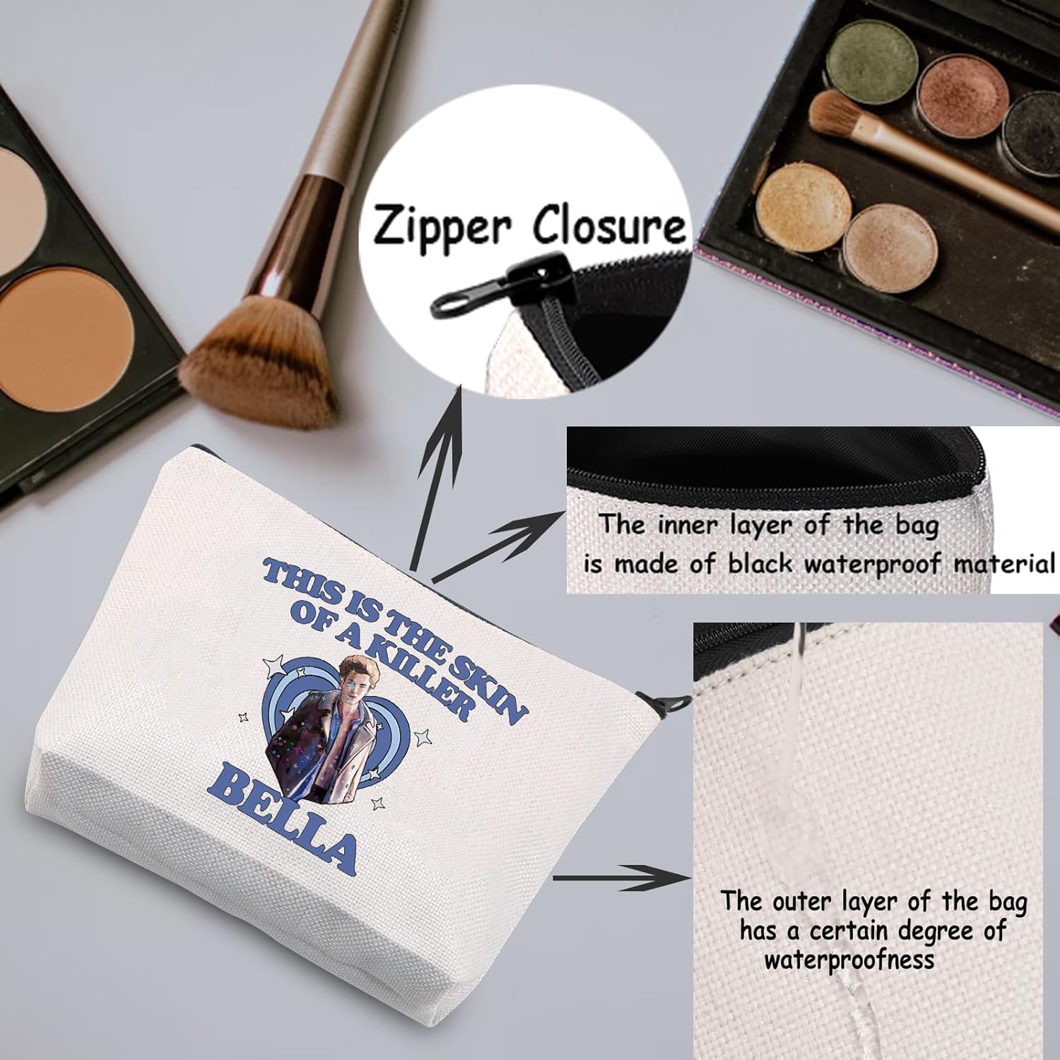 TSOTMO Edward Gift Vampire Movie Merch Zipper Pouch Cosmetic Bag for Movie Fans Vampire Fans Gift Robert Pattinson Gift (KILLER Edward) - Image 2