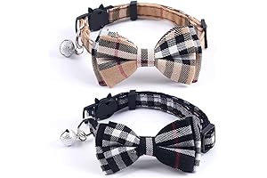 Adjustable Cat Collar with Bowtie and Bell - Kitten Collars with Safety Buckle