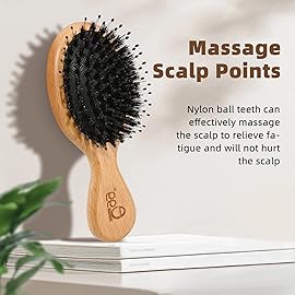 BLACK EGG Hair Brush Mini Boar Bristle Hairbrush for Thick Curly Thin Long Short Wet or Dry Hair Detangle Massage Add Shine