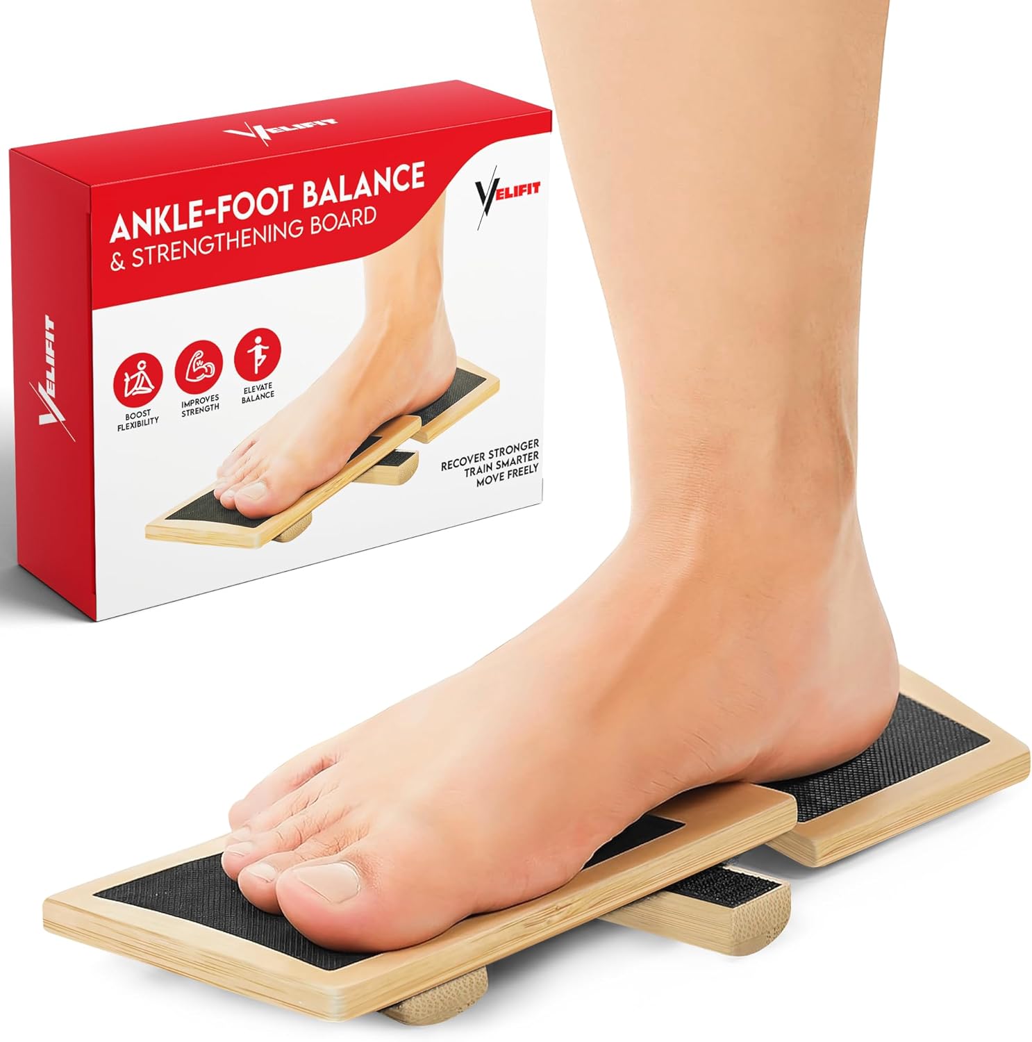 Ankle Strengthener & Axis Board, Bamboo Ankle Balance Boards for Physical Therapy, Blackboard Foot Trainer & Foot Strengthener, Giboard for Balance Training, Axisboard for Leg Stability