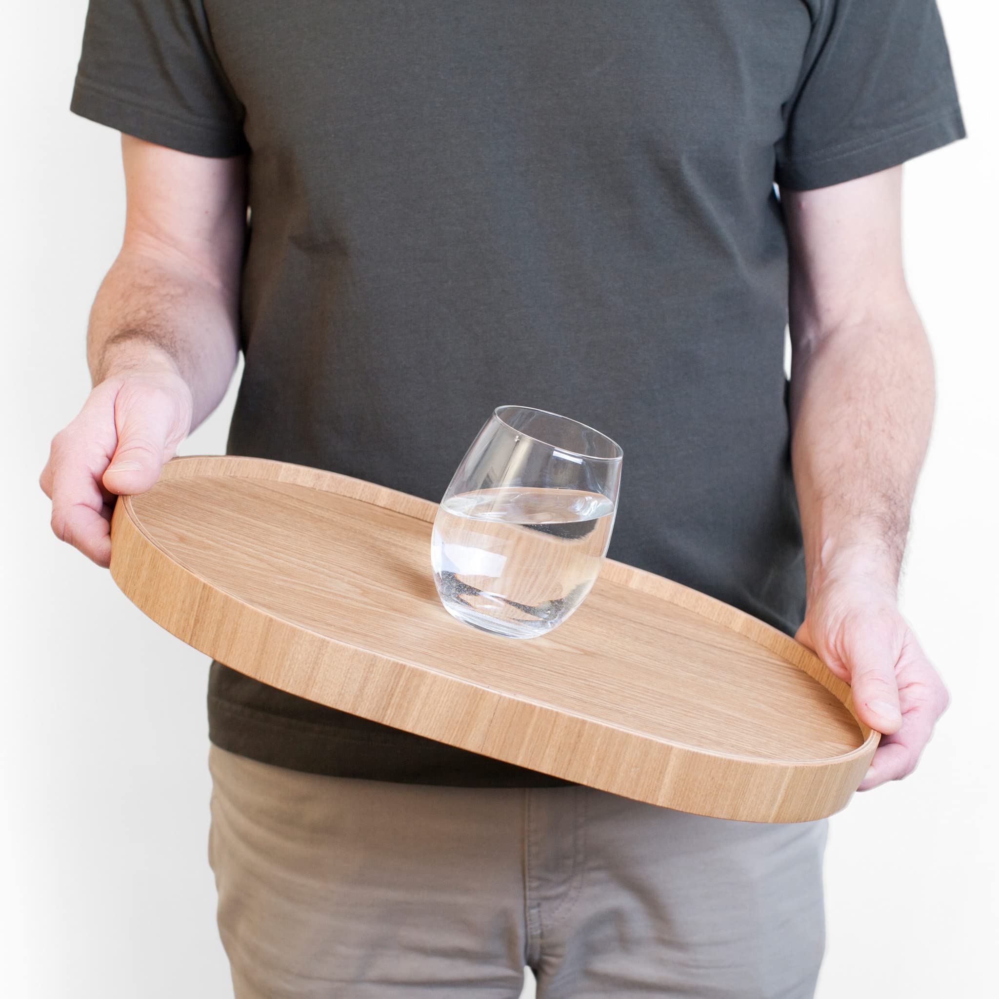 Vassoio da portata Antiscivolo. Vassoio portatile per colazione, pranzo, cena. Legno di salice naturale. MEDIO (39x26x3 cm)