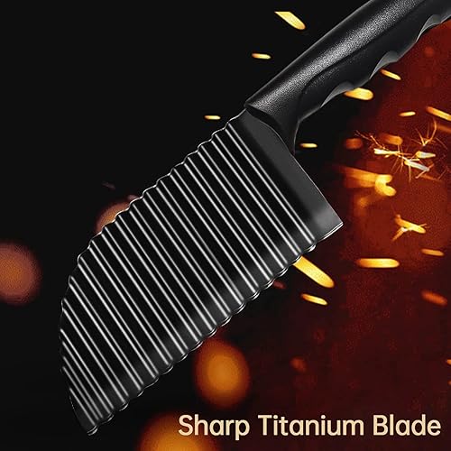 Miniatura 4 de Cortador arrugado de 2.9 x 11.8 pulgadas, cortador de frituras francesas de acero inoxidable, cortador arrugado de mano para verduras, ensalada de