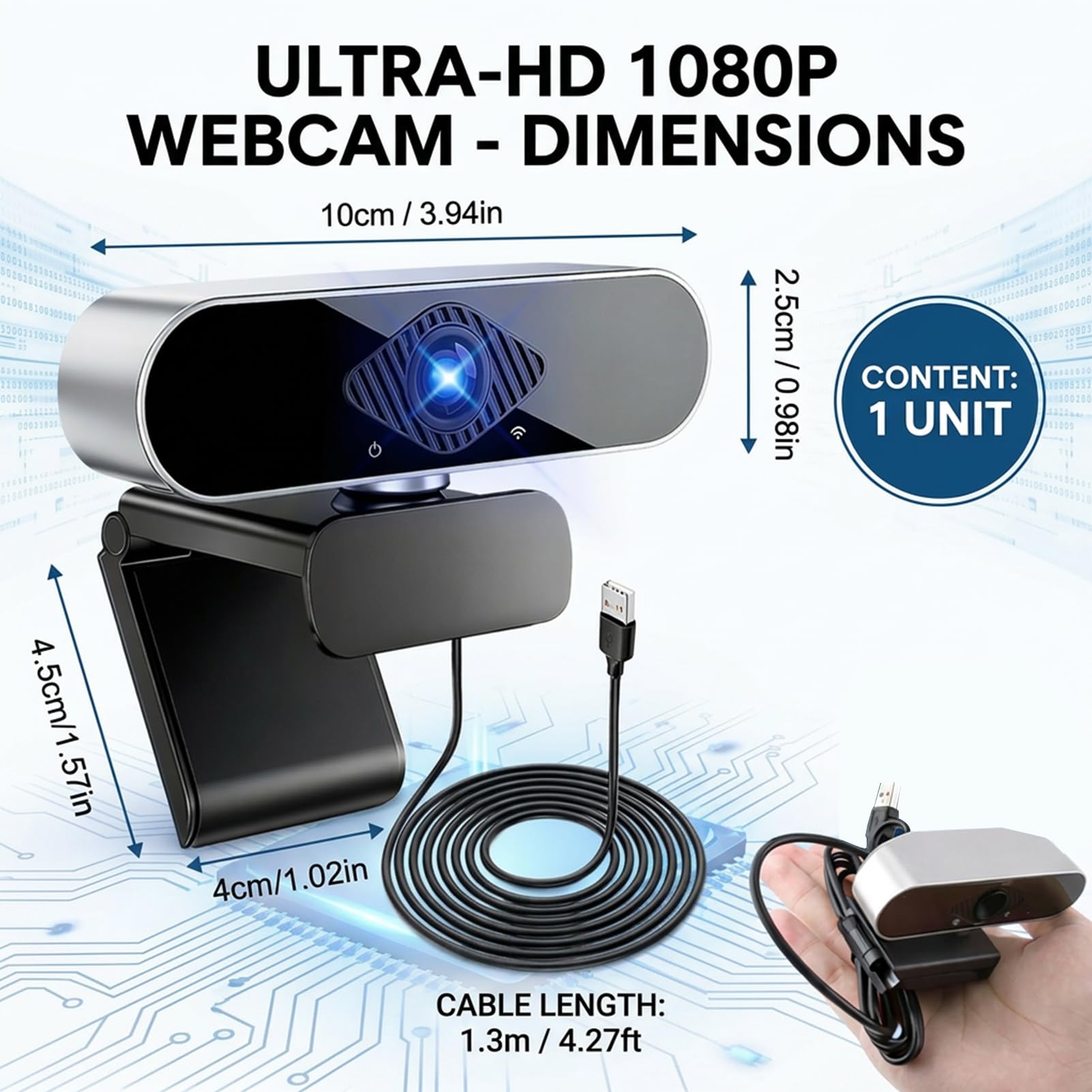 Webcam 4K UHD avec Microphone Réduction de Bruit, Autofocus Camera PC avec Cache de Confidentialité, Webcam PC Streaming 1080P 60fps Grand Angle pour Gaming, Zoom, Skype, Mac et Ordinateur Portable