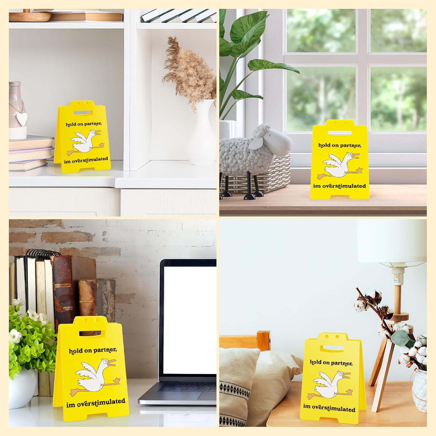 Funny Goose Desk Sign - Chaotic "Overstimulated" Meme Humor Office Decor, Gag Gift for Coworkers & Gamers, ADHD Anxiety Sensory Overload Warning Sign - Image 7