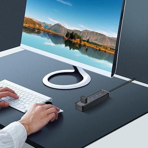 Miniatura 5 de SmartQ H302S Hub USB 3.0, expansor USB de 4 puertos con cable de 2 pies de largo, transferencia de datos de alta velocidad, compatible con laptop,