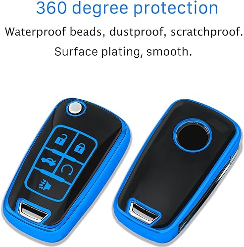 Miniatura 3 de para Chevrolet funda de llavero plegable con llavero, carcasaforro de llave de TPU suave, 5 botones compatible con chevy Equinox Impala Malibu