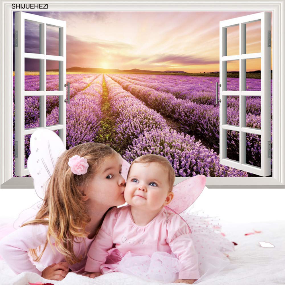 Autocollant mural lavande 3D en vinyle pour decoration salon