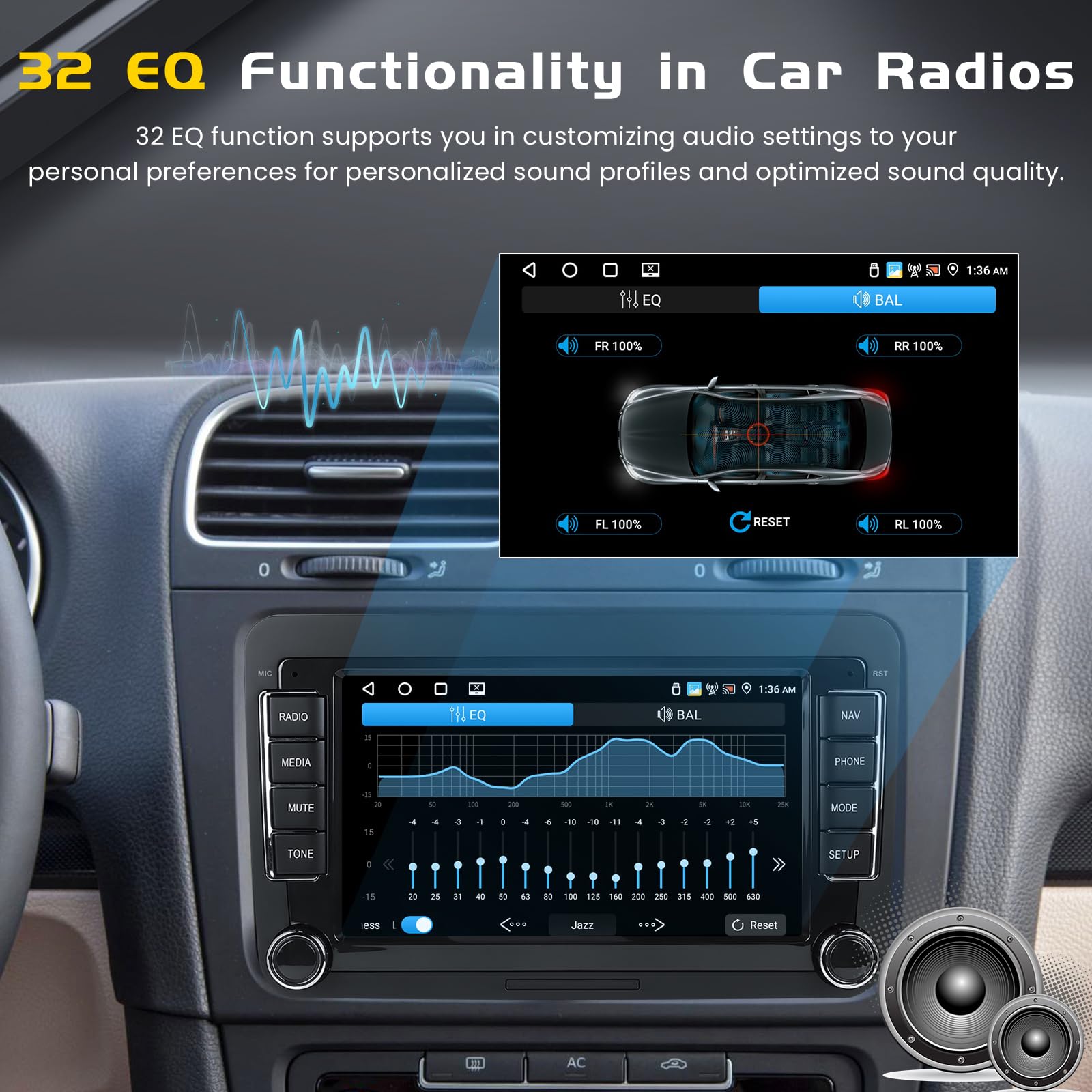 Inefala 4G+64G Android 15 Radio Coche para VW Passat Golf Polo Caddy Tiguan con Inalámbrico Carplay Android Auto, 7" Pantalla Autoradio Bluetoorth con GPS WiFi FM/RDS EQ SWC Cámara Trasera Mic