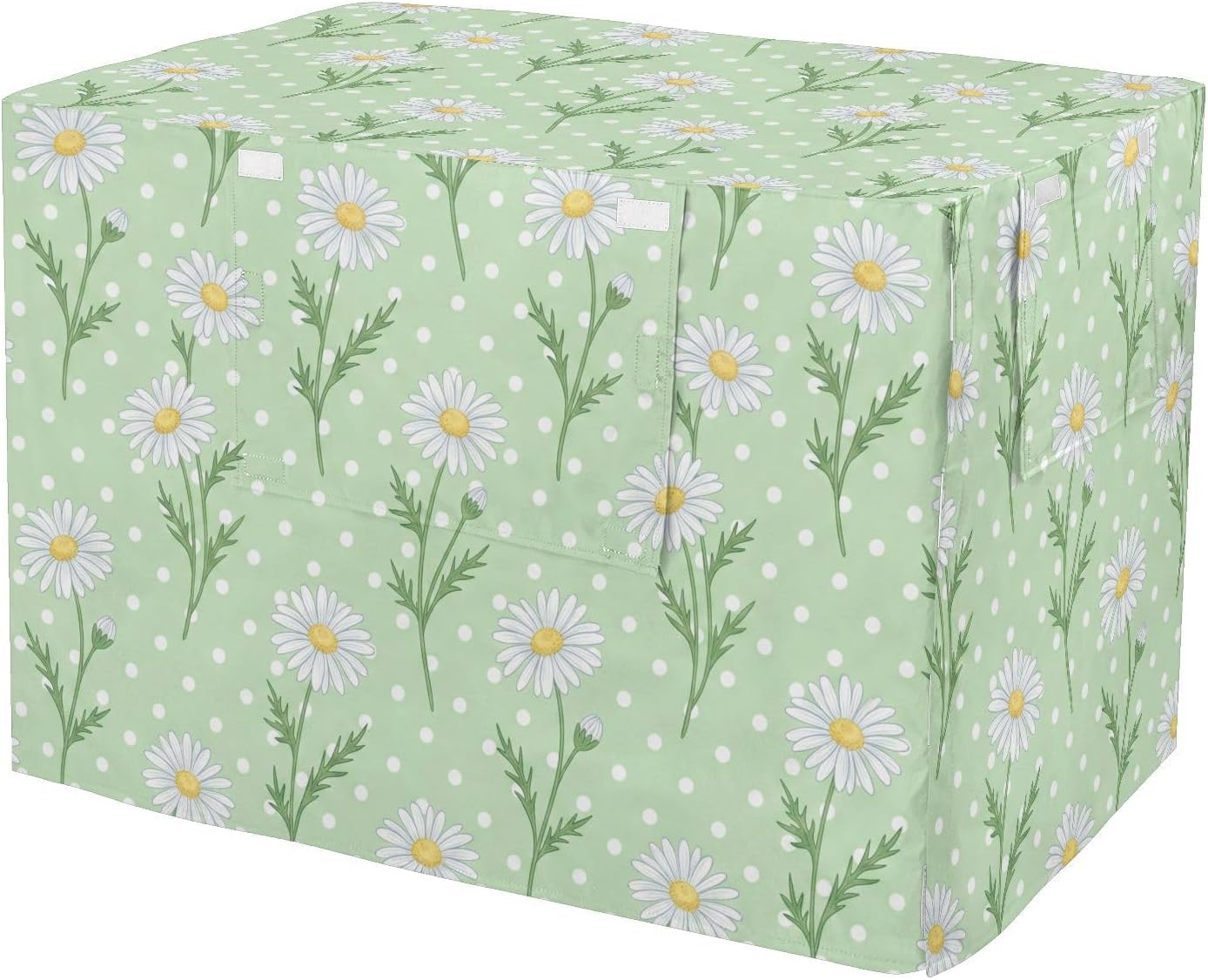 Duty 600D Silver Coated Dog Crate Cover, Water-Resistant Daisy Print Pet Kennel Canopy with Mesh Windows for Optimal Ventilation, Universal Fit for Standard Wire Cage, Indoor & Travel