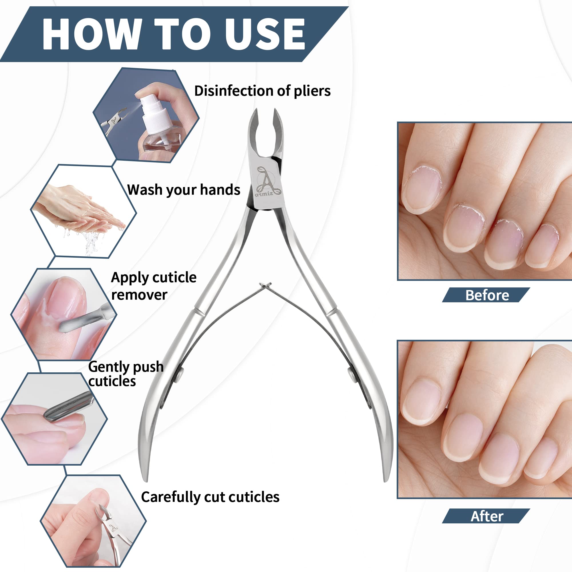 Taglia Cuticole Professionale in Acciaio Inossidabile - Tronchesino per Cuticole con Lama Affilata da 0,25 Pollici, Manico Ergonomico e Leggero, Strumento per Manicure e Pedicure (Argento)