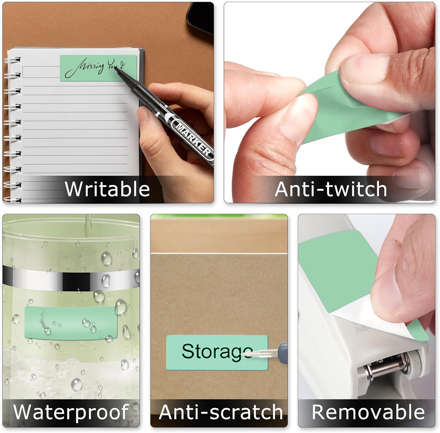 Green Direct Thermal Labels Vinyl 1 × 2 Inch Self-Adhesive Rectangle Stickers Roll Waterproof Printer Decals Name Tag for QR Code DIY Office Address 500 PCS - Image 7