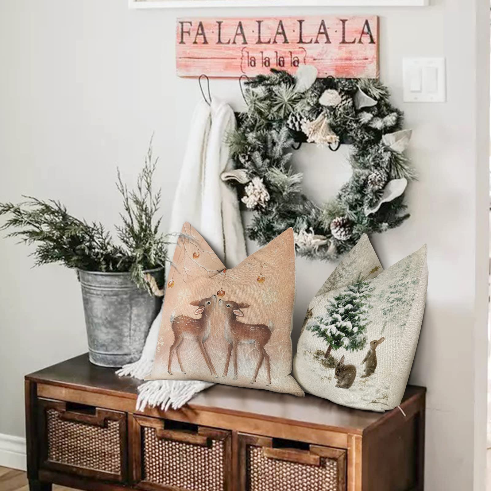 4er Set Weihnachts Kissenbezüge 45x45cm - Flauschige Weihnachtsdeko Für Sofa & Wohnzimmer