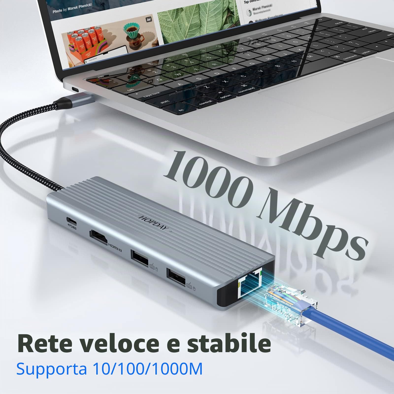 USB C Hub, 10 in 1 Dopua Monitor USB C Docking Station, laptop USB C Adapter (Gigabit Ethernet, 4K HDMI, USB 3.0, PD 100W, 3,5 mm MIC, lettore SD/TF) per MacBook Pro/Air, HP, Lenovo, Dell