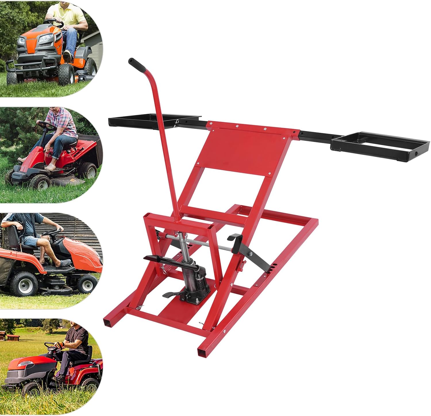 Lawn Mower Lift, Hydraulic Lift Jack for Lawn Mower, 500lbs Load Capacity Lawn Mower Lift, 23-48in Wheel Span Distance Adjustable Lawn Mower Lift for Maintenance and Repair