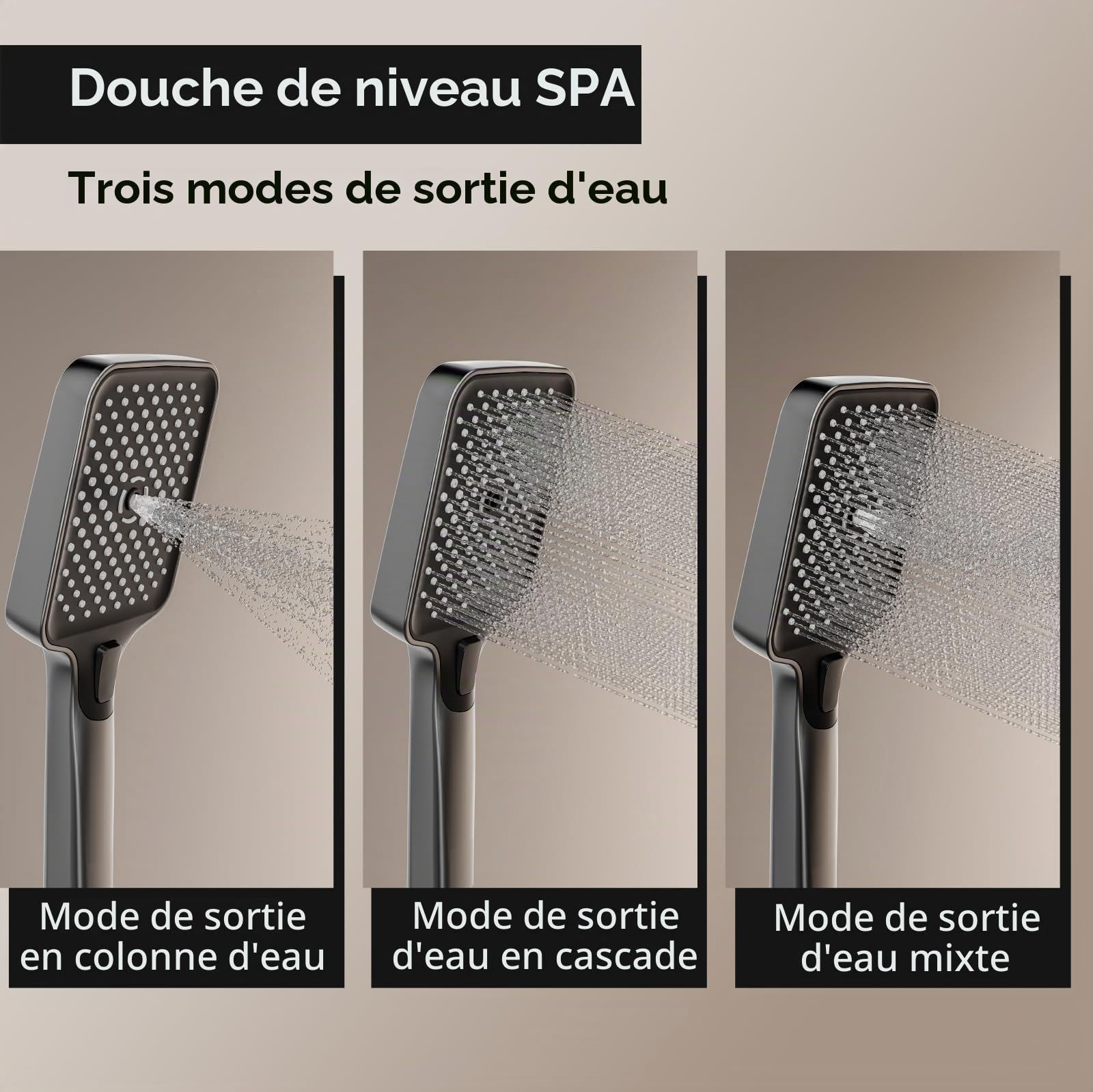 Colonne de Douche avec Écran LED Numérique et Horloge, Éclairage d’Ambiance, Robinetterie Réglable en Hauteur avec Boutons Piano et Douchette Bidet pour Salle de Bain