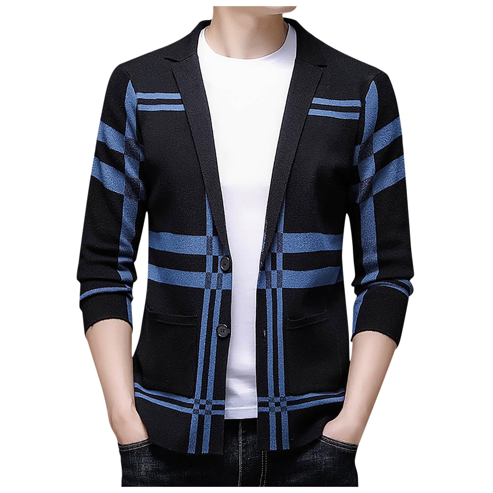 Cardigan Lana Hombre, Chaqueta con Botones Hombre con Cuello En V Forrado con Botones De Punto Grueso Chaqueta De Transición Cálida Rebecas con Botones Y Bolsillos para El Ocio Y El Autocultivo