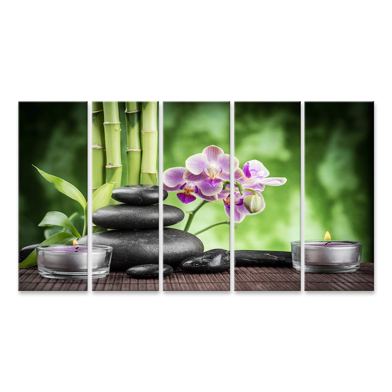islandburner cuadro sobre lienzo spa concepto zen piedras basalto orquídea y vela cuadros murales carteles